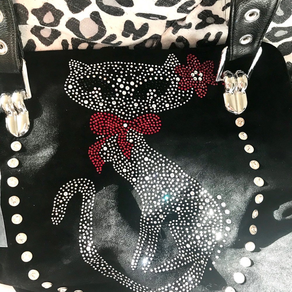 Cat Design Rhinestone Handbag - Picture 2 of 5